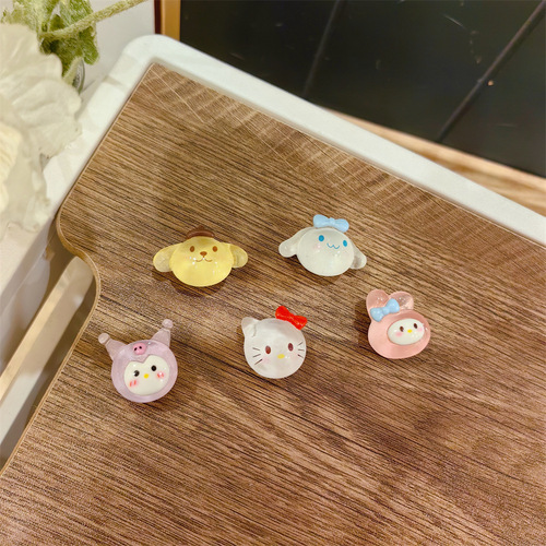 Chubby three-dimensional luminous fine glitter rabbit puppy hole shoe shoe flower shoe buckle transparent cat removable decoration