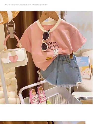 GIRL'S 2025 STYLISH CARTOON SUMMER SHORT-SLEEVE T-SHIRT FOR BABY GIRLS KOREAN SUMMER WEAR COOL HALF-SHIRT TOP TRENDY