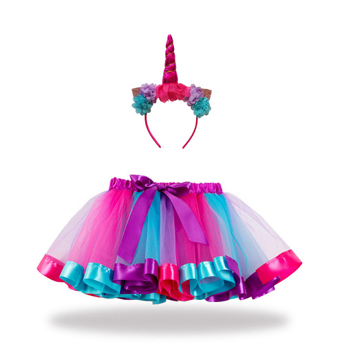 Cross-border girls' tutu skirt with hair accessories, children's skirt, European and American children's clothing tutu princess skirt wholesale