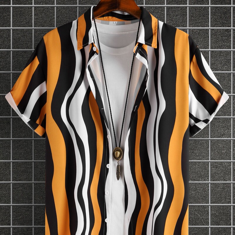 2024 Summer new Hawaiian short-sleeved shirt beach style printed shirt