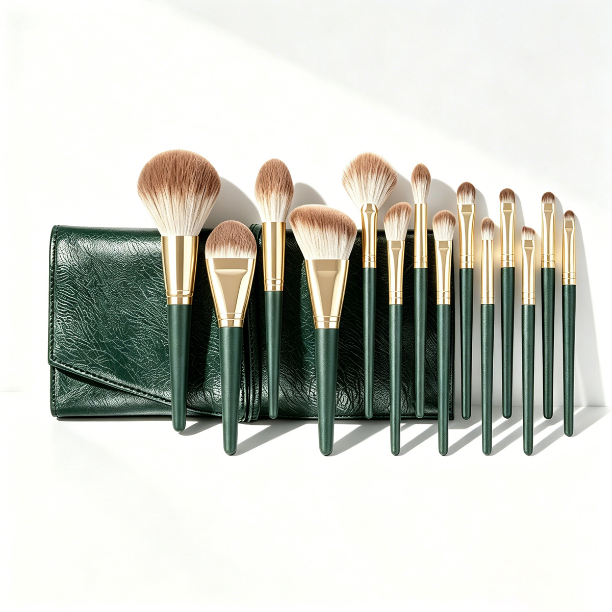 Juego de 14 Brochas de Maquillaje Green Cloud, Herramientas de Belleza, Juego de Brochas Verdes, Herramientas de Maquillaje, Envío Directo Transfronterizo, Entrega Directa de Fábrica