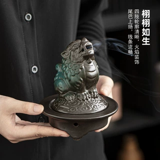 陶瓷貔貅香炉瑞兽香薰炉家用室内熏香炉陶瓷盘香炉茶宠摆件香炉