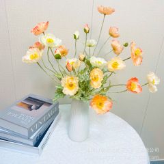 高密な植毛のコクリコ美人のシミュレーションの花の造花の卸売りの結婚式の花の小さい清新な生け花は写真を撮って客間の家庭の置物を撮影します。