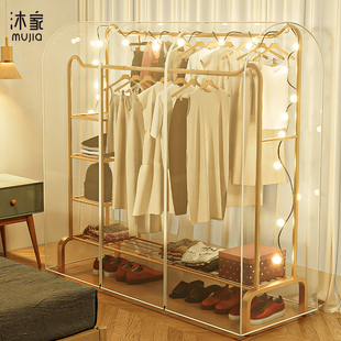 Floor-Standing Clothes Hanger Dust Cover Household Simple Clothes Hanger with Dust Bag Clothes Drying Rack Transparent Dust Cover Hanging Clothes Cover