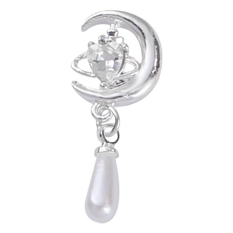 Nueva joyería de aleación de manicura completa diamante borla arco corona plata uñas manicura joyería accesorios al por mayor