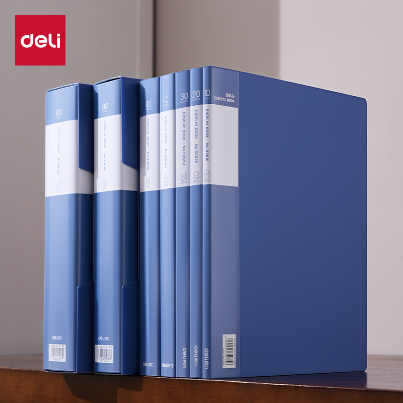 Deli 80 páginas folleto de información carpeta de oficina material de aprendizaje del estudiante bolsa de almacenamiento suministros de oficina gruesos 33680