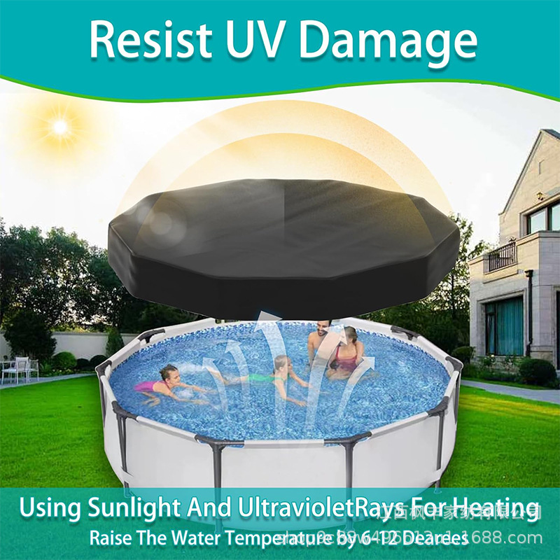 cubierta de piscina redonda cubierta de invierno tela resistente a desgarros cubierta de piscina alta resistencia, buena durabilidad negro