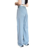 Спортивные легкие и тонкие быстросохнущие штаны для отдыха для йоги, высокая талия, по фигуре, свободный прямой крой