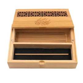 木制镂空花纹线香盒长方形家用客厅书房檀香熏香盒实木圣诞收纳盒