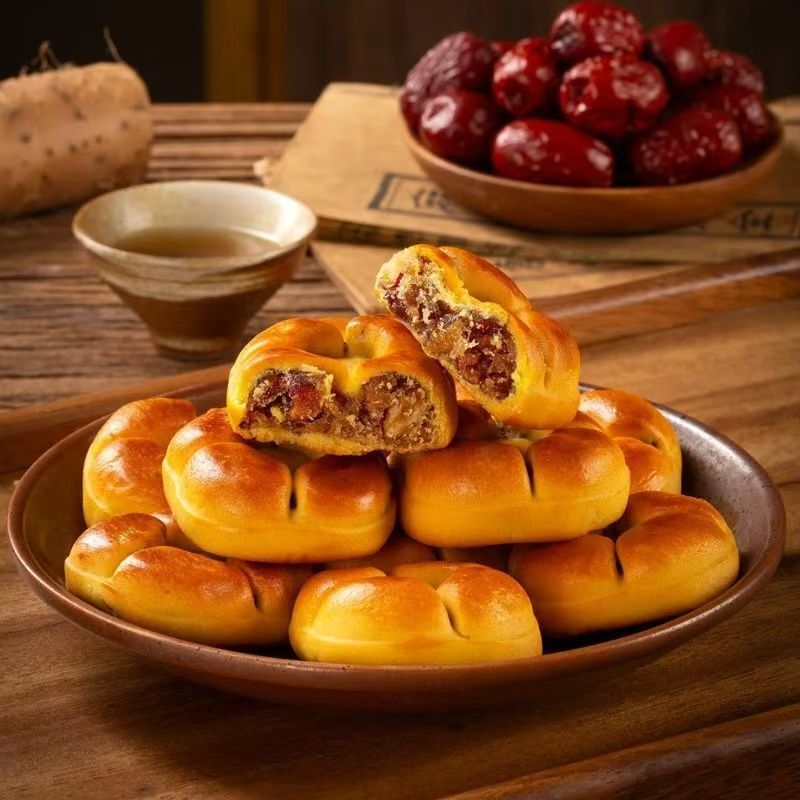赤いナツメヤシ、ヤムイモ、くるみケーキ、全粒粉菓子、朝食の食事代替品、満腹感と空腹感を満たす、インスタントスナック、軽食、スナック菓子|undefined