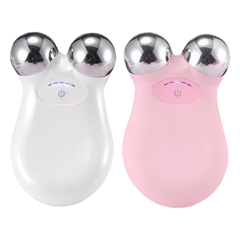 Dispositivo de belleza EMS de microcorriente, rodillo de doble cabezal, bola mágica, masajeador facial, rodillo facial en V