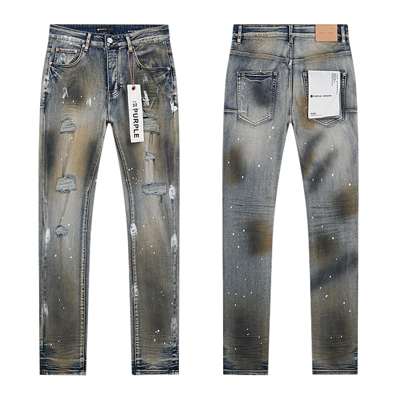 PURPLE BRAND JEANS美潮高街男士休闲破洞设计款修身显瘦牛仔长裤|undefined