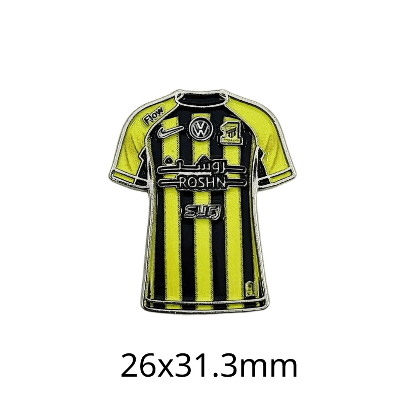 Fabricante personalizado Champions League World Cup Football Super Star Metal Insignia Imagen de dibujos animados Etiqueta del teléfono móvil Insignia Regalo