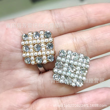 金属广东油挂白上钻粘珍珠九宫格方形扣 外套大衣小西装金属钮扣