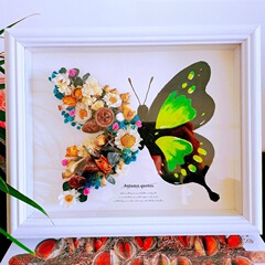 European-style creative wooden hollow 2cm photo frame with 3D dried plant, flower, butterfly specimen and quilling display stand