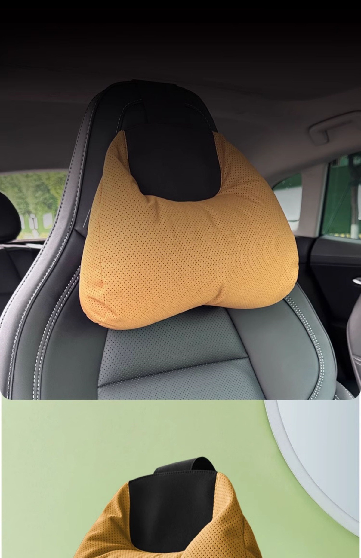 Suede Car Sports Seat Neck Support Headrest Suitable for Zeekr 001 Byd Lynk & Co Soft Lumbar Support