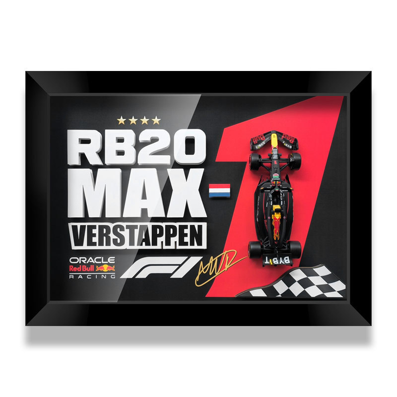 F1 Red Bull Verstappen Driver Poster Horizontal Photo Frame Rb20 Alloy Car Model Stereo Decorative Gift Hanging Mural