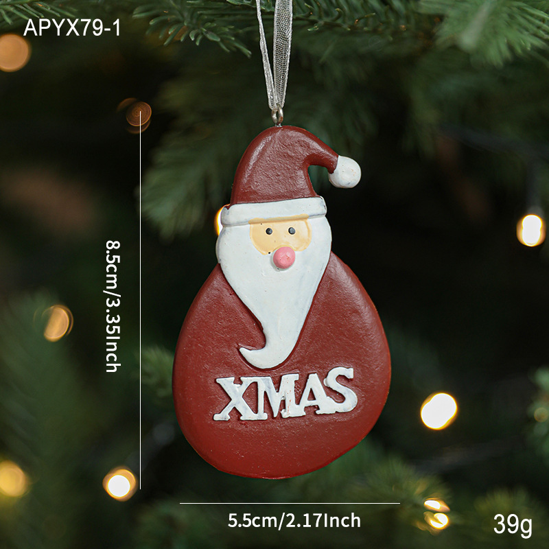 跨境树脂圣诞挂件老人雪人麋鹿XMAS圣诞树挂饰吊件节日装饰现货|undefined