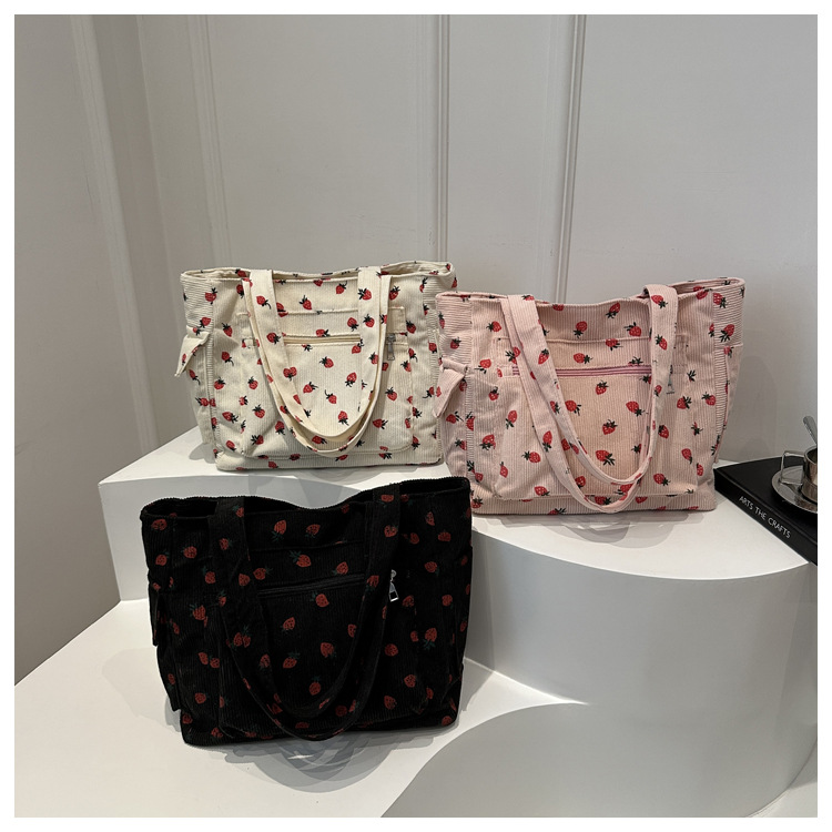 Umhängetasche mit großem Fassungsvermögen für Reisen, Cord-Handtasche, vielseitige Schultertasche, Damen-Einkaufstasche, Pendler-Notebook-Schultasche, neu – Detail 18