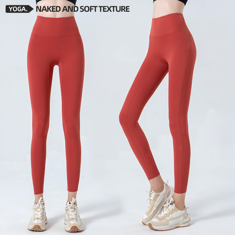 Primavera y verano nuevo estilo sin vergüenza línea LULU pantalones de yoga sentido de la nube de las mujeres que forma pantalones de fitness cintura alta Levantamiento de cadera adelgazante pantalones de melocotón