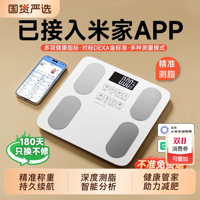 Accurate Small Electronic Scale, High-Precision Rechargeable Body Fat Scale, Household Body Weight Scale, Smart Scale for Weight Loss