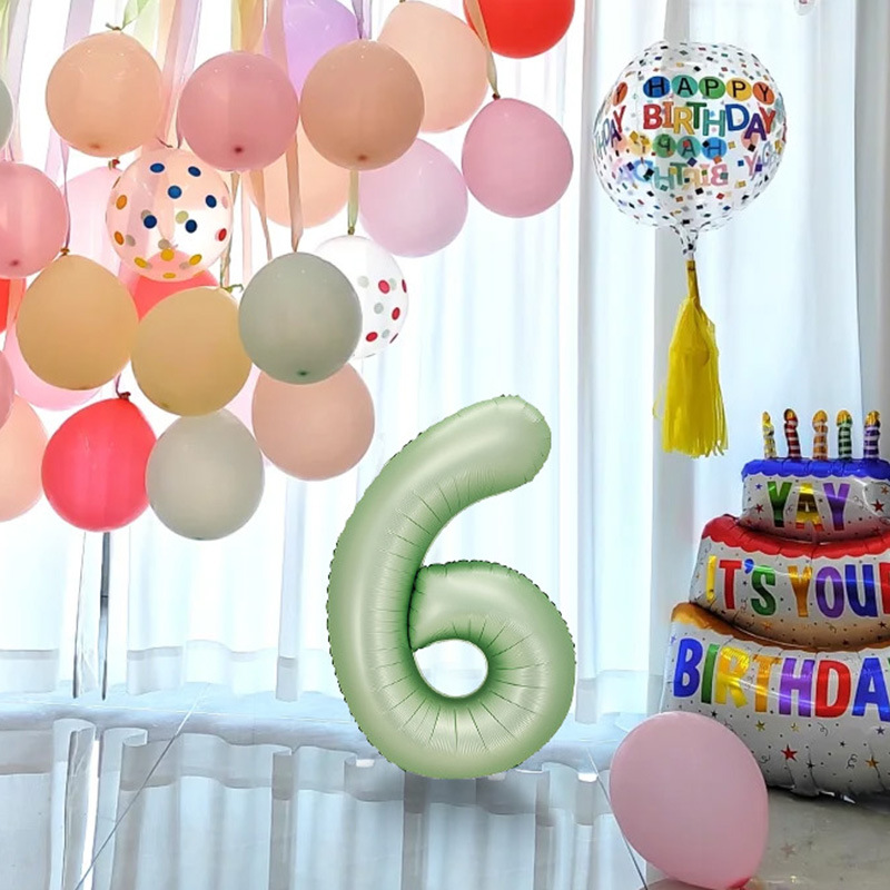 Versión estadounidense transfronteriza de 32 pulgadas verde oliva cumpleaños fiesta digital decoración de escena diseño película de aluminio papel de aluminio globo al por mayor