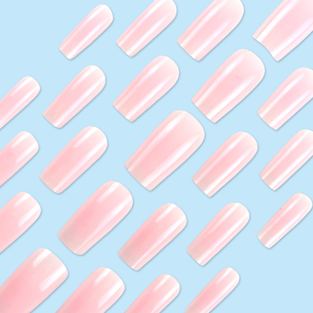 24 piezas de uñas largas rosas, chicas calientes europeas y americanas, parches de uñas simples, uñas francesas dulces calientes image 5