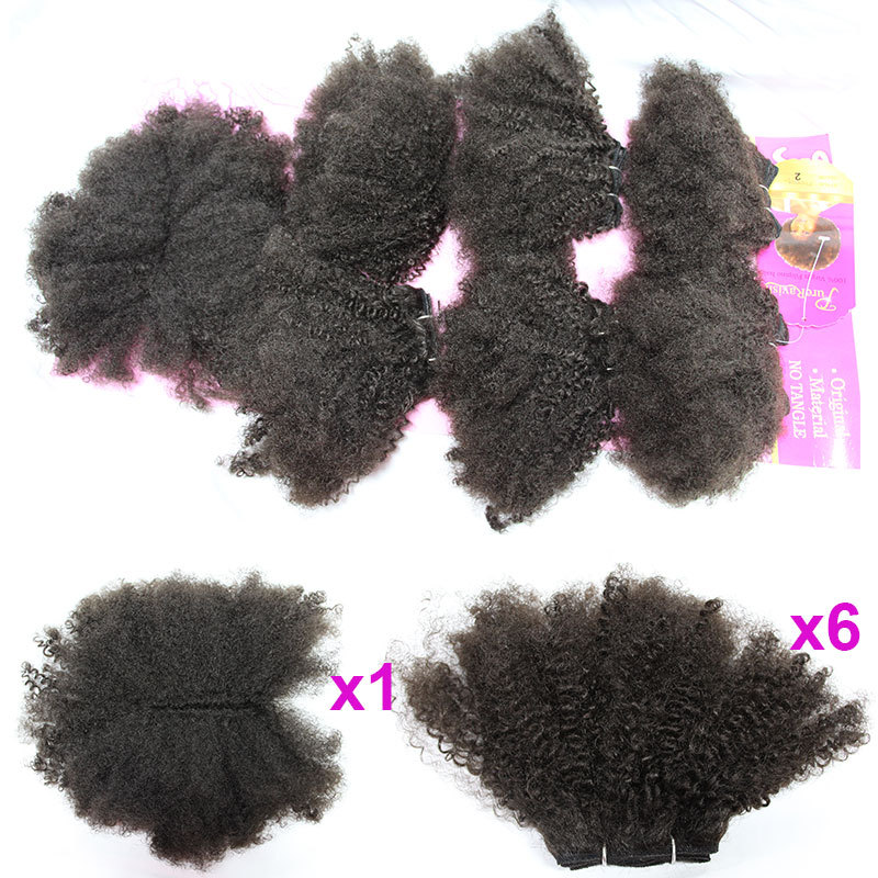 7pcs / Pack Negro Afro Kinky Curly Hair Weft con cierre