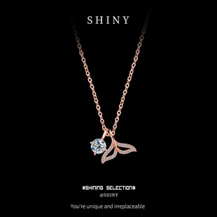 925 Sterling Silver Valentine's Day Gift Dreamy Starry Sky Mermaid Fishtail Necklace Women's Clavicle Chain Moissanite Niche Batch