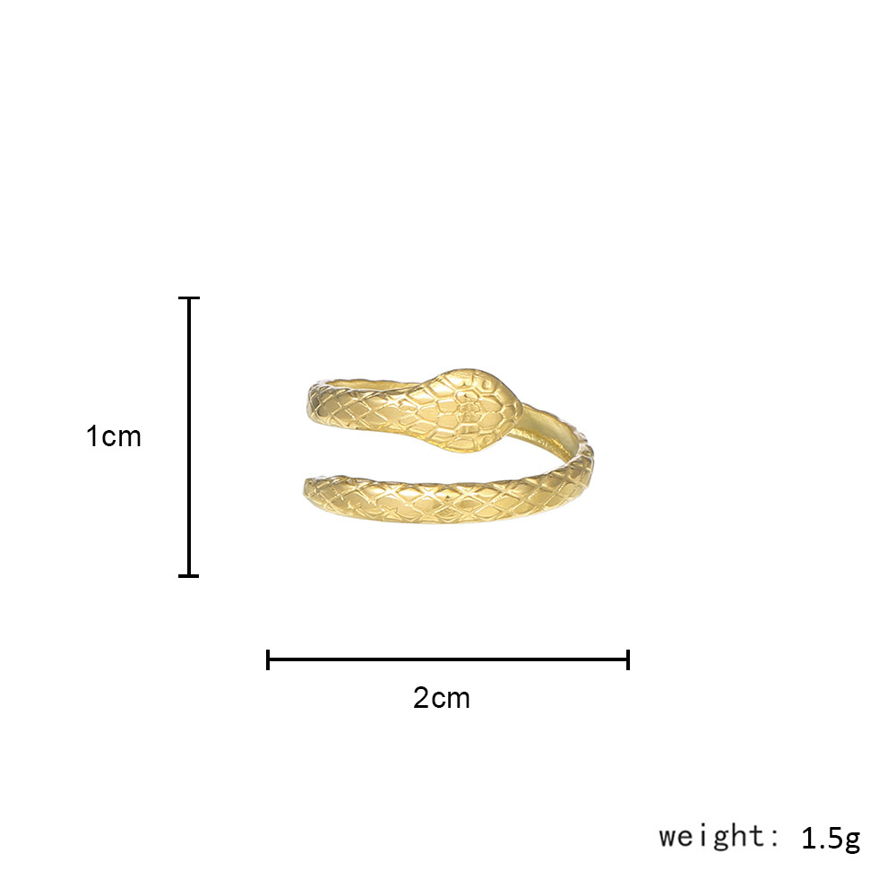 Ins Net Red Recommended Opening Adjustable Mesh Snake Ring Titanium Steel Gold-plated Zodiac Snake Index Finger Ring Live Ring display picture 1