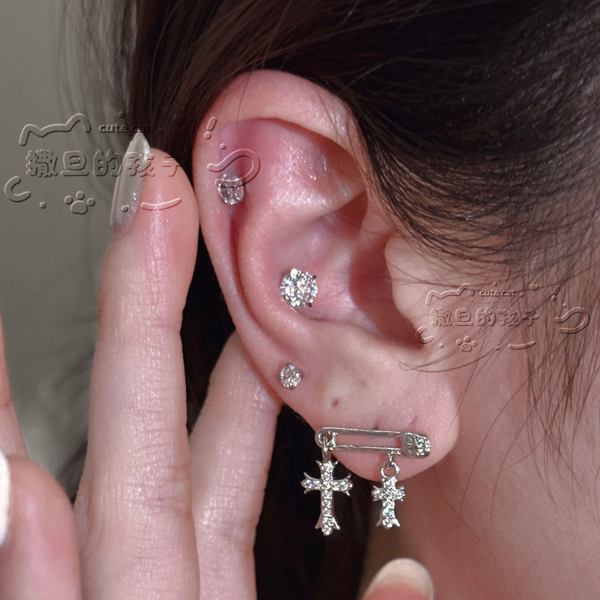 Labret piercing jewelry detail image