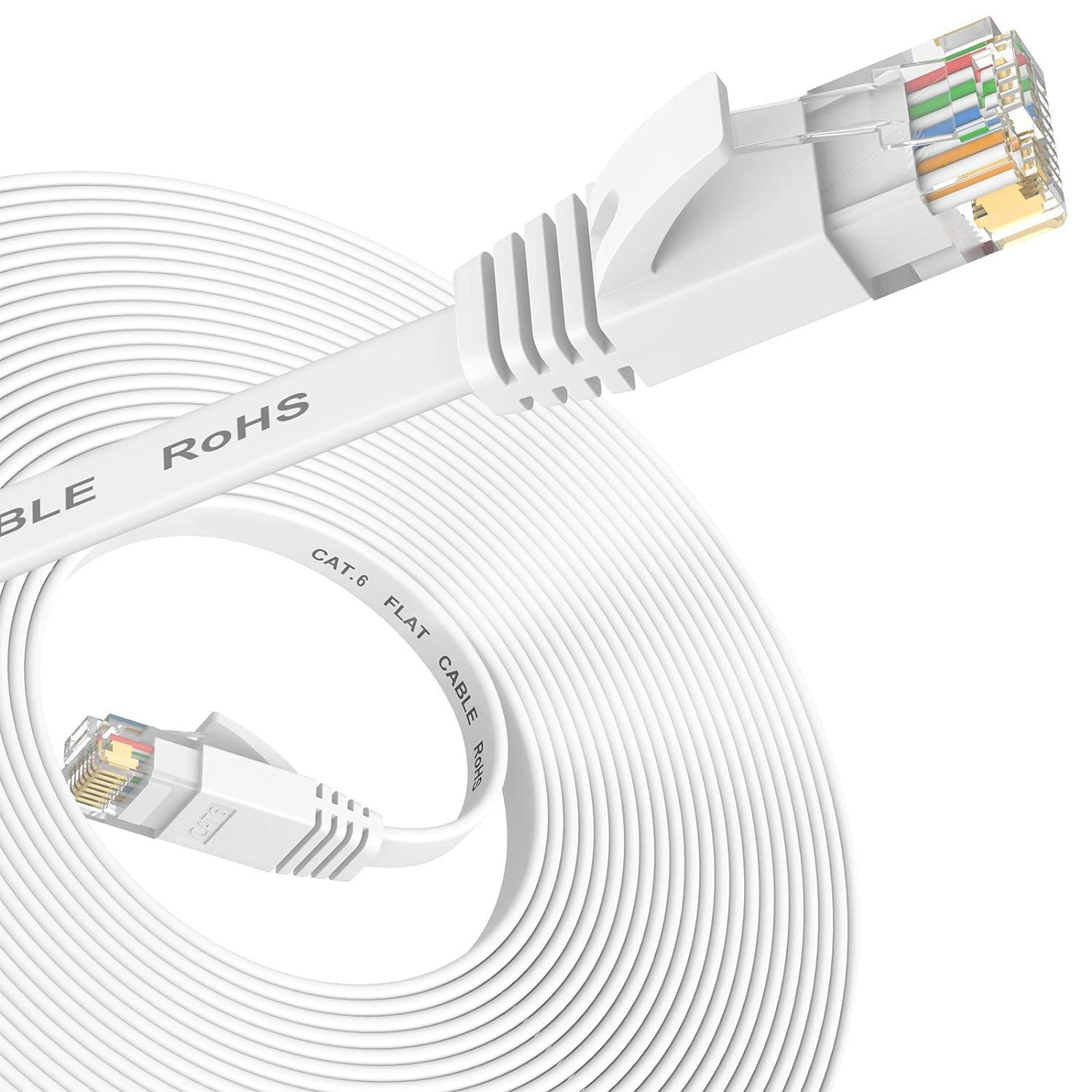 Плоский белый сетевой кабель категории 6 CAT6, бескислородная медь, гигабитный, ультратонкий, готовый патч-корд