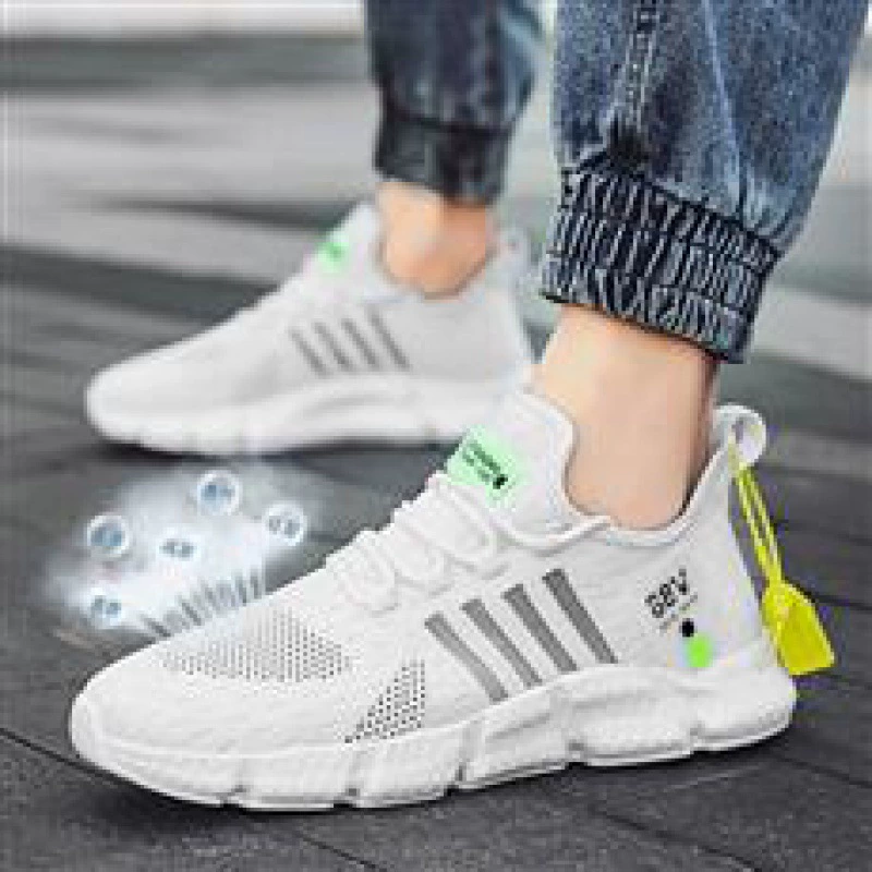 Трансграничная мужская обувь весна и осень новая дышащая тонкая сетчатая обувь корейская модная спортивная обувь мужская дикая летающая маленькая белая обувь