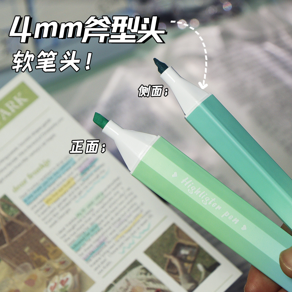 Nuevo espejo de diamante de color gradiente resaltador de color gradiente resaltador de color gradiente conjunto de marcador de puntos clave de los estudiantes graffiti pluma al por mayor