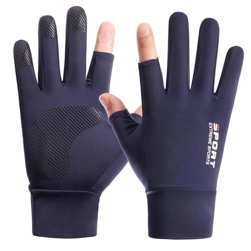 Ice Silk Gloves Men's Summer Two Fingers Takeaway Cycling Driving Outdoor Sunscreen Thin Gloves Xinji Cross-Border A34B