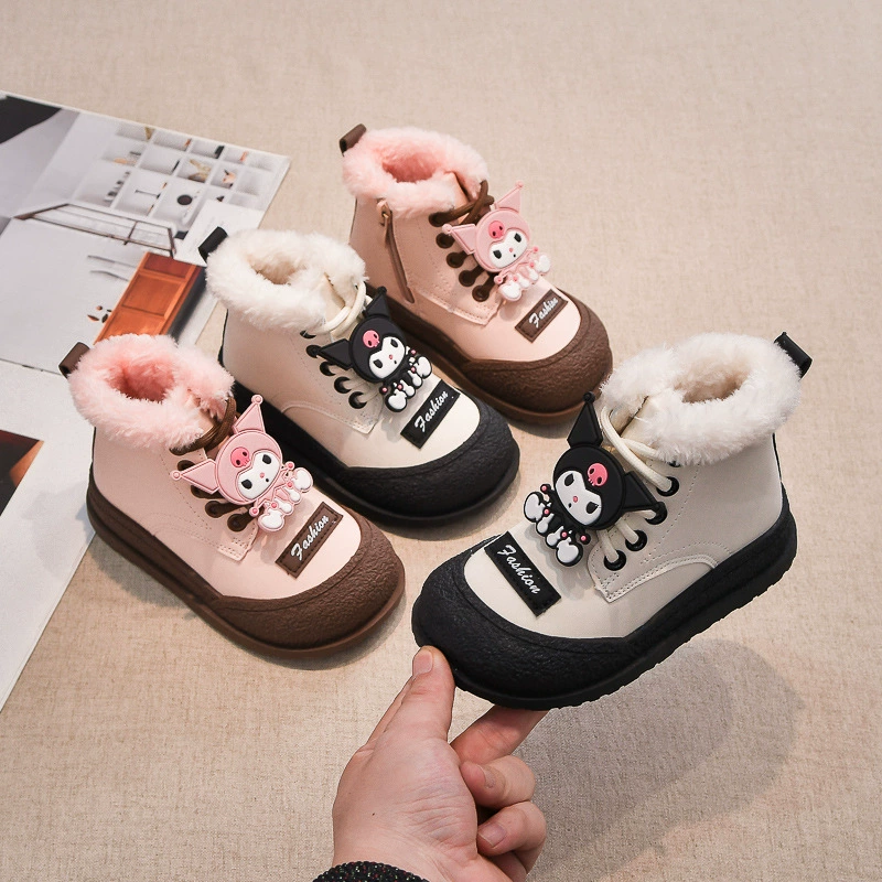 Зимние сапоги для девочек 2023 Зимняя Новая Детская хлопчатобумажная обувь на меху, утолщенная детская обувь на флисовой подкладке, ботинки Martin
