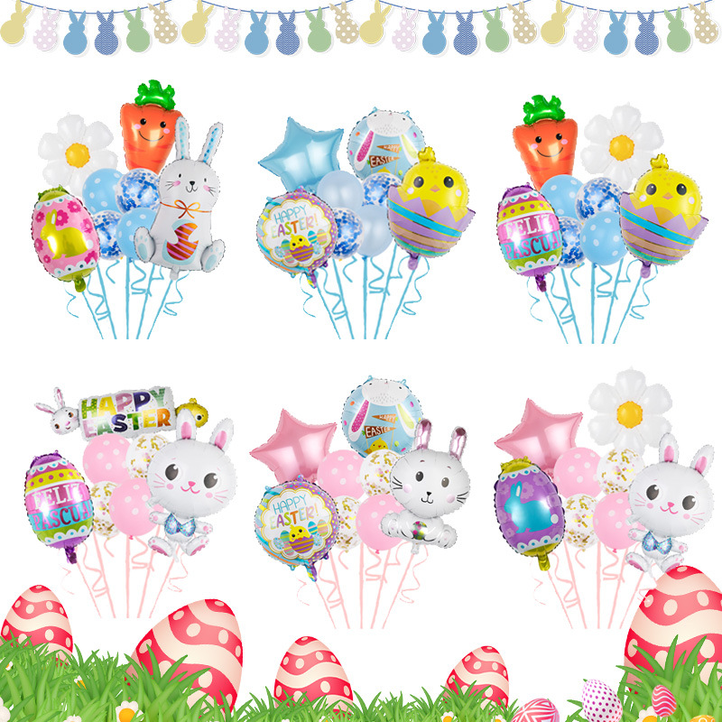 Easter Cute Rabbit Letter Aluminum Film Party Festival Balloons display picture 1