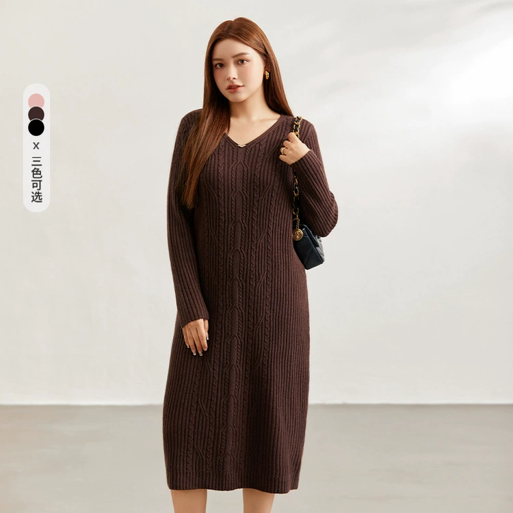 Тонкое шоу женская одежда больших размеров нежное мягкое клейкое теплое темпераментное платье с V-образным вырезом, нижнее платье толстое mm2024 ВЕСНА Новинка