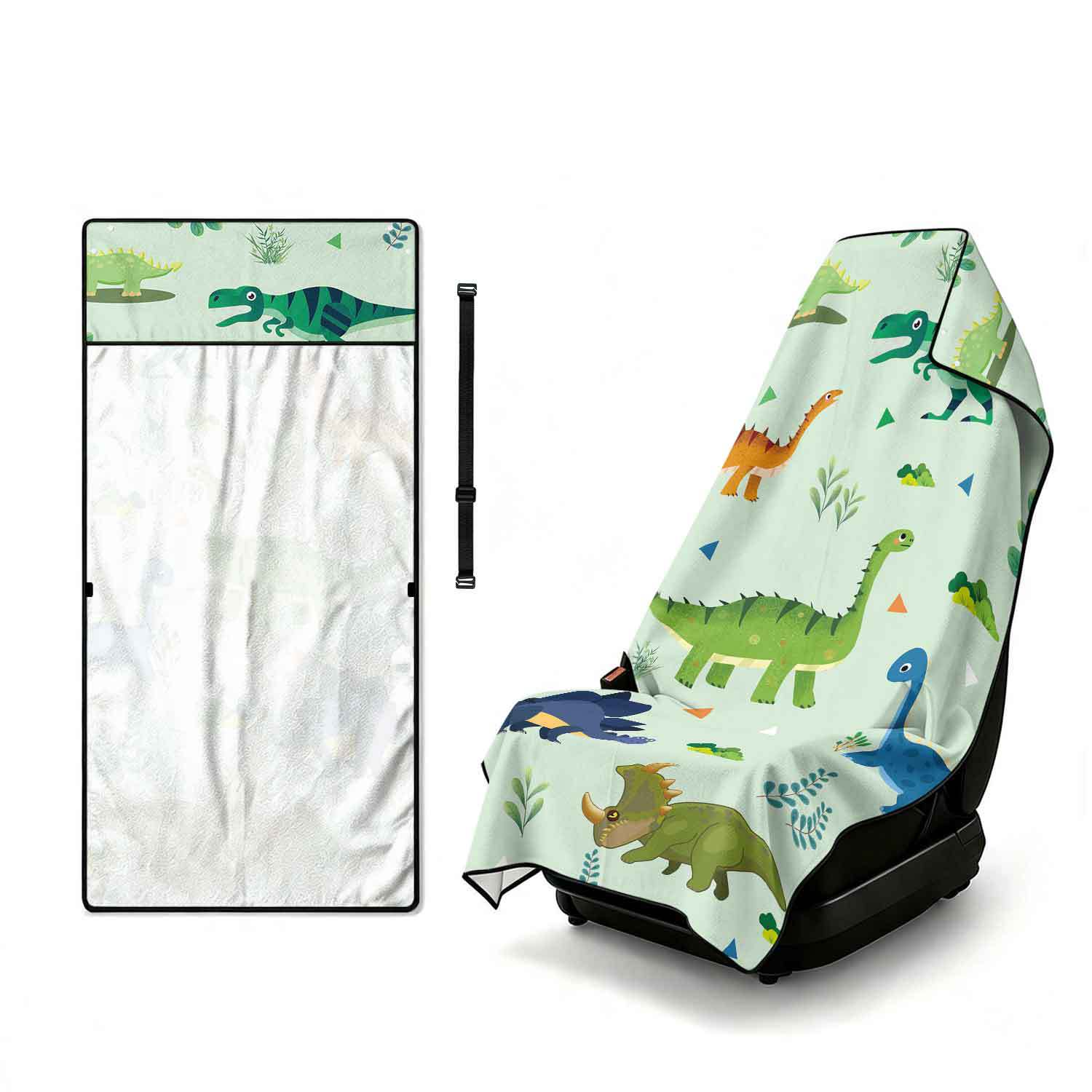 Printed bath towel and car seat cover 2-in-1, ultra-fine fiber outdoor beach and car dual-use universal seat cushion