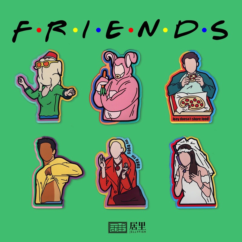 Friends Peripheral Friends Six-Person Refrigerator Magnet Gift Set Magnetic Sticker Original Gift Purple Door Photo Frame