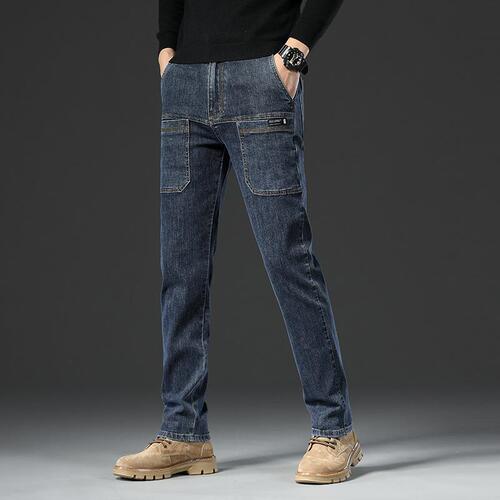 Men's New Spring and Autumn Elastic Multi-Pocket Straight Leg Personality Six-Pocket Casual Long Pants 2025