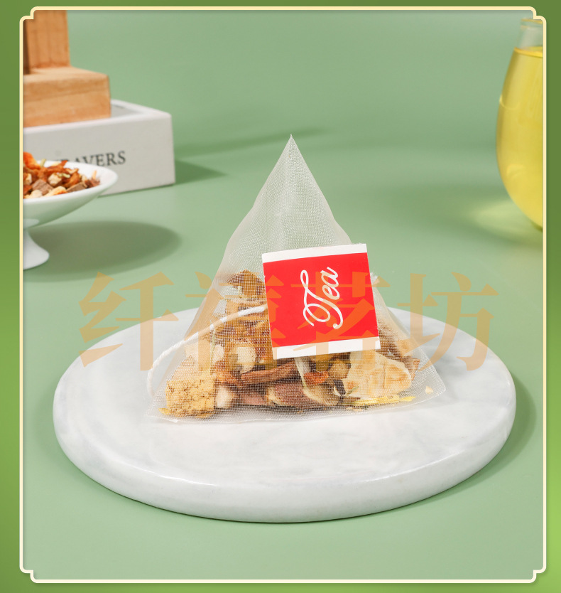 Chicory and Gardenia Tea Ju Ju Zhi Zi Cha 5g x 12 Teabags 60g Dried Herbal Blend in use