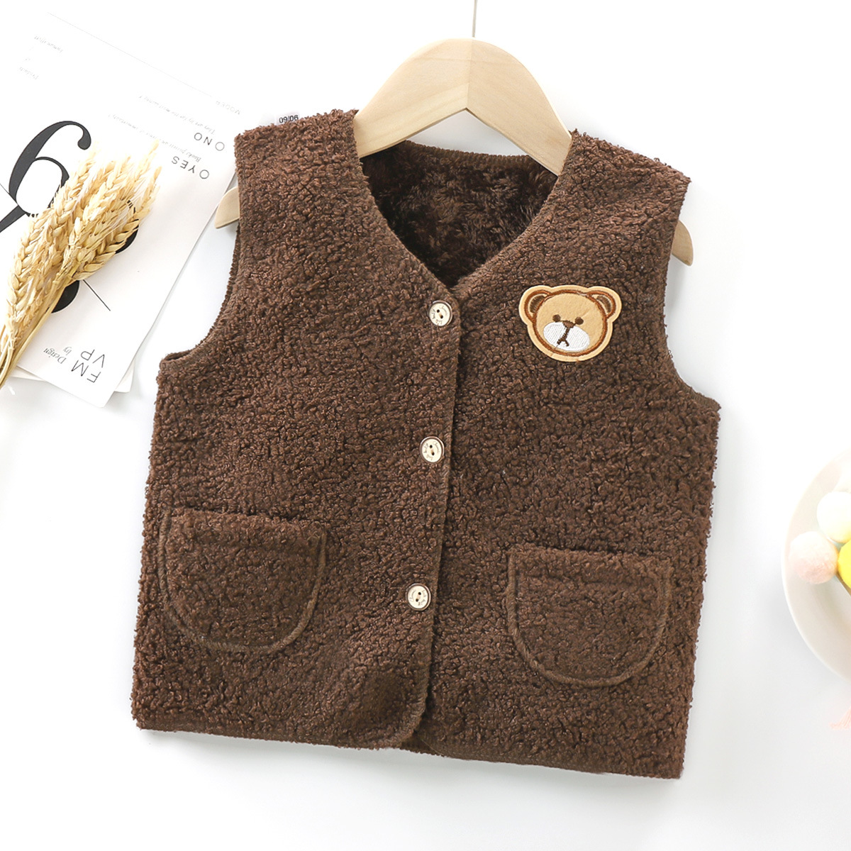 Niños de otoño e invierno Chaleco de lana de cordero niños y niñas de doble cara chaleco cálido bebé cardigan dentro y fuera del chaleco de desgaste