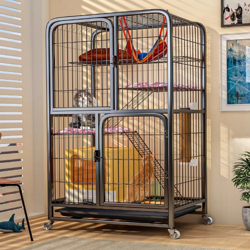 猫ケージ家庭用屋内特大フリースペース猫ヴィラトイレ一体型猫城猫ケージ猫クライミングフレームハウス|undefined