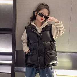 女童羽绒棉马甲2023秋冬新款中大童宽松洋气炸街外穿免洗背心外套