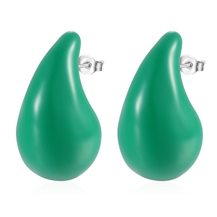 Pendientes de gotas de agua con aceite verde