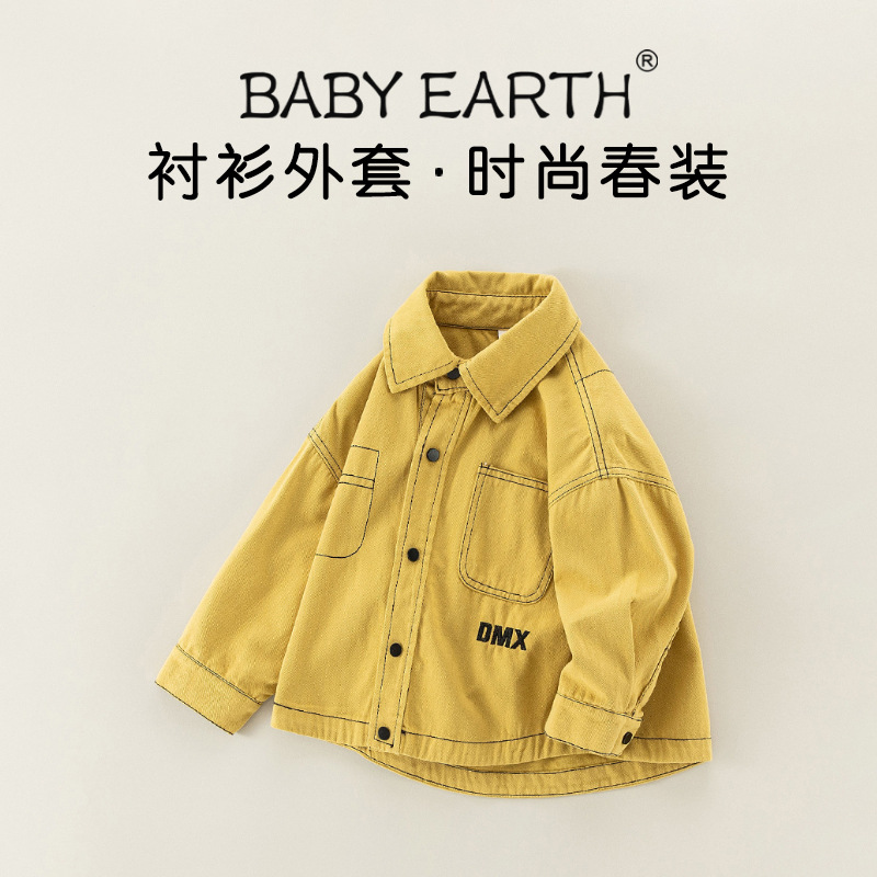 Boy's shirt spring new baby Korean pocket coat children's cotton shirt spring long-sleeved children's shirt