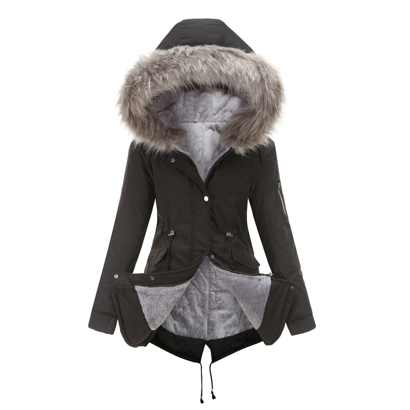 Cross-Border European Size Parka Cotton Outwear Mid-Length Hooded Winter Warm Fleece-Lined Outwear Plus Cotton Padded Outwear 2023 Cross-Border European Size Parka Cotton Outwear Mid-Length Hooded Winter Warm Fleece-Lined Outwear Plus Cotton Padded Outwear 2023