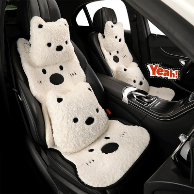 Plush West Highland Car Seat Cushion Winter Cartoon Cute Single Seat Pad Universal Warm Car Seat Cover Thickened