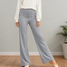 J 34728 High Waist Button Elastic Cargo Pants �����~��ֱͲѝ